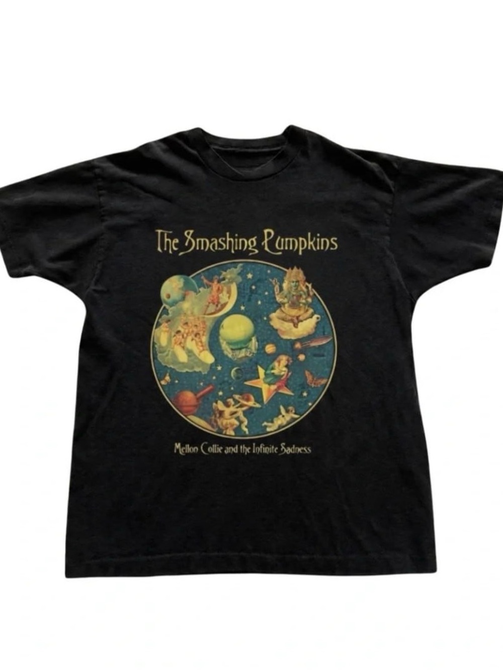 Black Short Sleeve Tee with Vintage Orbital Graphic
